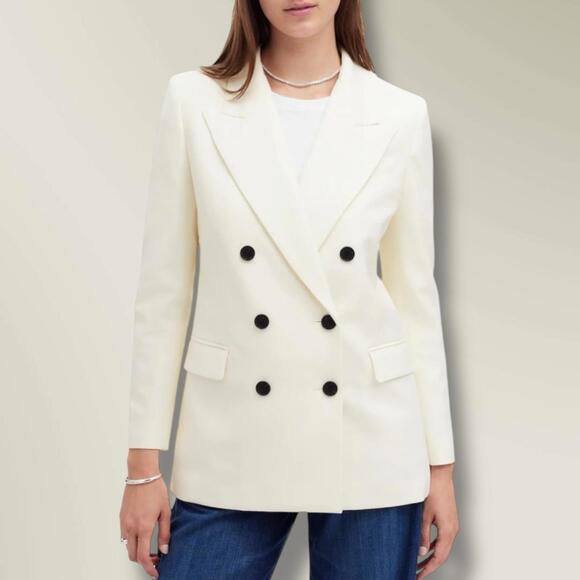 Madewell Jackets & Blazers - Madewell Blazer Womens Winter White Tuxedo Double Breasted Peak Lapel NT118 Sz 4